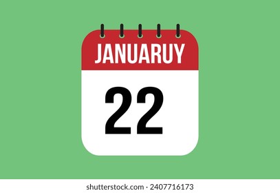 22 january calendar icon. Calendar template for the days of january. Red banner for dates and business