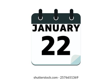 22 January calendar icon text page monthly web design on red, black deep green and white background vector, icon, or illustration with the month of January 22