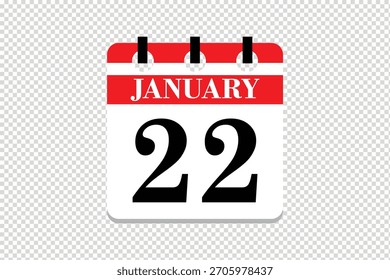 22 enero Calendario icono Vector, 22 fechas de enero mes calendario icono, fechas de enero 22 calendario icono, Vector calendario icono.