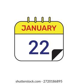 22 Januar Kalender Symbol Vektormonat Illustration Design