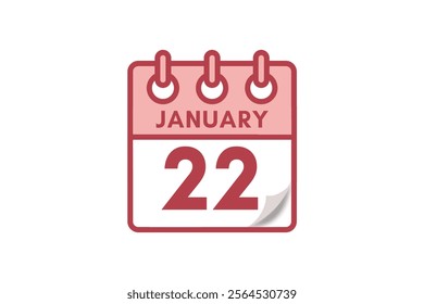 22 January month single day vector, illustration, calendar with maroon, rose and white color background calendar January 22