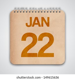 22 January on Old Notebook Vector