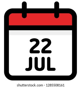 22. July - Calendar Icon - Vector Illustration - Vector