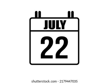 22 july calendar. Simple calendar page for the month of July. Black vector on white background.