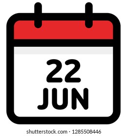 22. June - Calendar Icon - Vector Illustration - Vector