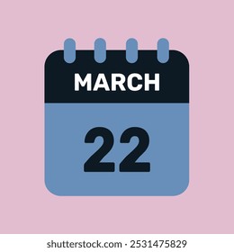 22 march calendar icon vector number date design background