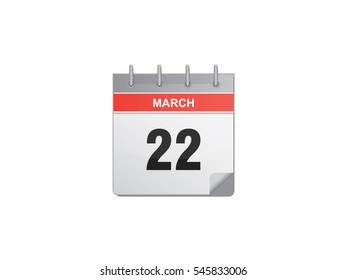 22 March calendar vector illustration on white background
