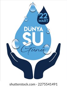 22 March World Water Day vector Translate: 22 Mart Dunya Su Gunu 