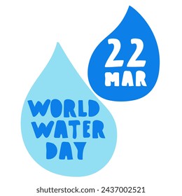 22 march. World water day. Banner design. Vector hand drawn illustration on white background.