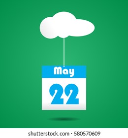 22 may calender icon with cloud paper art style