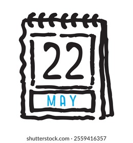 22 May date calendar - A simple yet elegant line art illustration of a date calendar captures the essence of organization and timekeeping. The clean lines and minimalistic design 