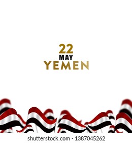 22 may. yemen unity day. waving yemen flag celebration card vector illustration svg