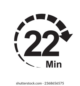 22 minute timer clock icon vector illustration eps