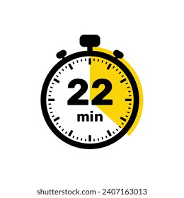 22 Minutes Analog Clock Icon white background design.