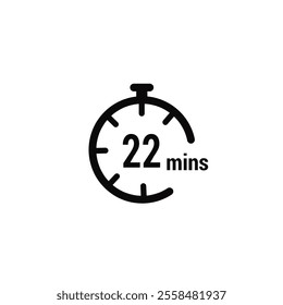 22 Minutes Clock Icon white design background.