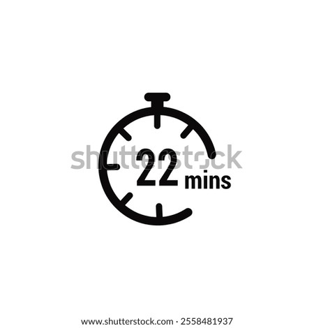 22 Minutes Clock Icon white design background.