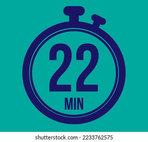 22 minutes. Stopwatch vector icon. Vector with schedule timer for appointments and tasks
