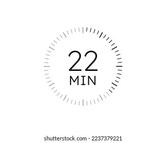 22-Minuten-Uhren, Timer-22-Minuten-Symbol, Vektorgrafik
