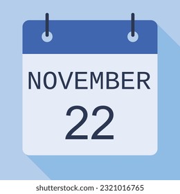22 November Calendar, Vector Calendar.