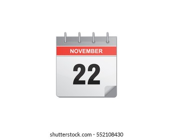 22 November calendar vector illustration on white background