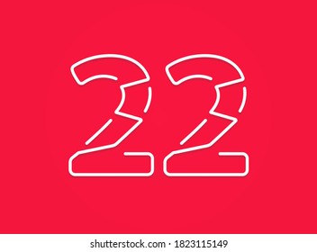 22 number. Modern trendy, creative style design. For logo, brand label, design elements, corporate identity, application etc. Isolated vector illustration          