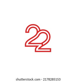 22 number twenty two minimal linear minimal logo icon sign symbol design vector illustration