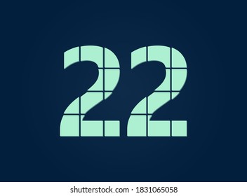 22 number, vector desing font.  Made of knife cut. For logo, brand label, design elements, corporate identity, application & more. IsolatedEps10 illustration