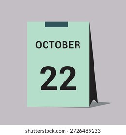 22 october calendar date icon minimal desk calendar vector illustration