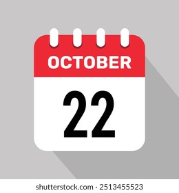 22 october calendar icon vector web page illustration background design.