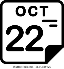 22 October Calendar Semi Solid minimalist Icon