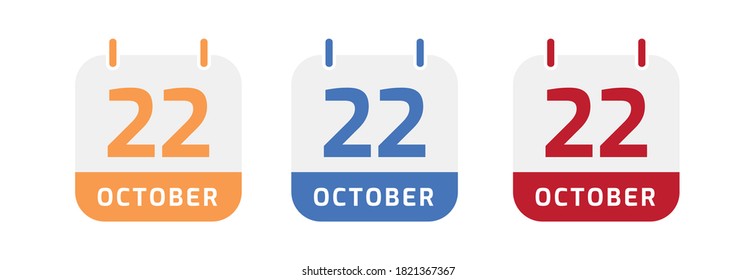 22 de octubre diseño vectorial del calendario