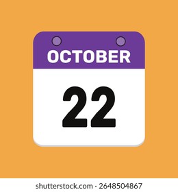 22 outubro calendário ícone página de texto design web mensal.