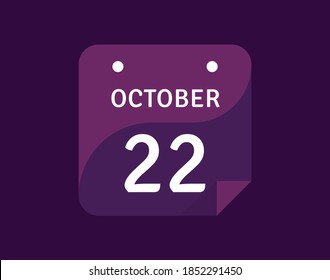 22 October, October 22 icon Single Day Calendar Vector illustration