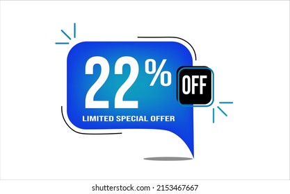 22% off blue balloon. Wholesale buy and sell banner. Limited special offer