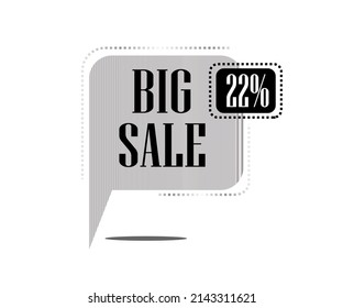 22% off .Design of square silver banner for big sales. vector illustration	