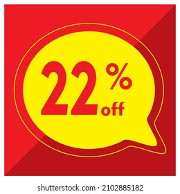 22% de descuento de fondo de retroalimentación rojo y amarillo globo