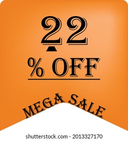22% de descuento en un globo naranja para mega ofertas. Superventa, texto negro