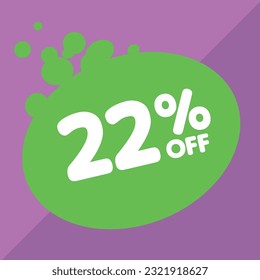 22% off per cent, percentage number in a colored circle, promotion, big sale, colorful background