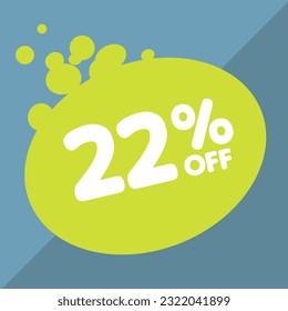 22% off per cent, percentage number in a colored circle, promotion, big sale, colorful background