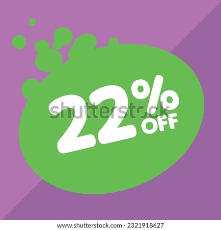 22% off per cent, percentage number in a colored circle, promotion, big sale, colorful background