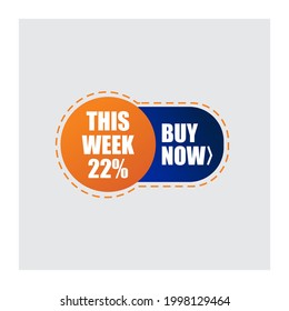 22% off promotion. Editable label to use in your project and promote your product. Vector illustration.