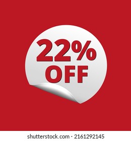 22% de descuento con fondo rojo y pegatina blanca en increíble venta de descuento