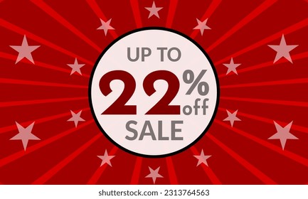 Up to 22% Off, red banner with discount for mega sales