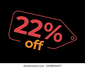 22% off. Sale and discount labels. Discount price icon. %Off. percent sales. Vector Illustration. Image for sale, image for promotion. Im