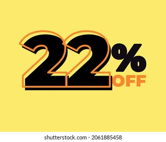 22% off tag twenty two percent discount black friday sale black letter yellow background