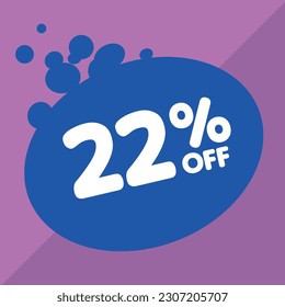 22% per center, percentage number in a colored circle, promotion, big sale, colorful background