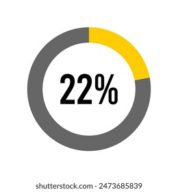 22% Prozent Diagrammmeter von Ready-to-Use für Webdesign, Benutzeroberfläche oder Infografik - 