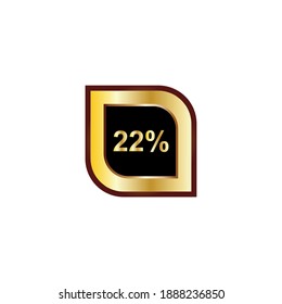 22 percent sign vector design with gold gradient color