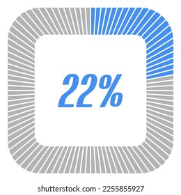 22 percent square shape percentage diagram for infographics,documents or reports. vector.