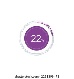 22% percentage infographic circle icons,22 percents pie chart infographic elements for Illustration, business, web design.